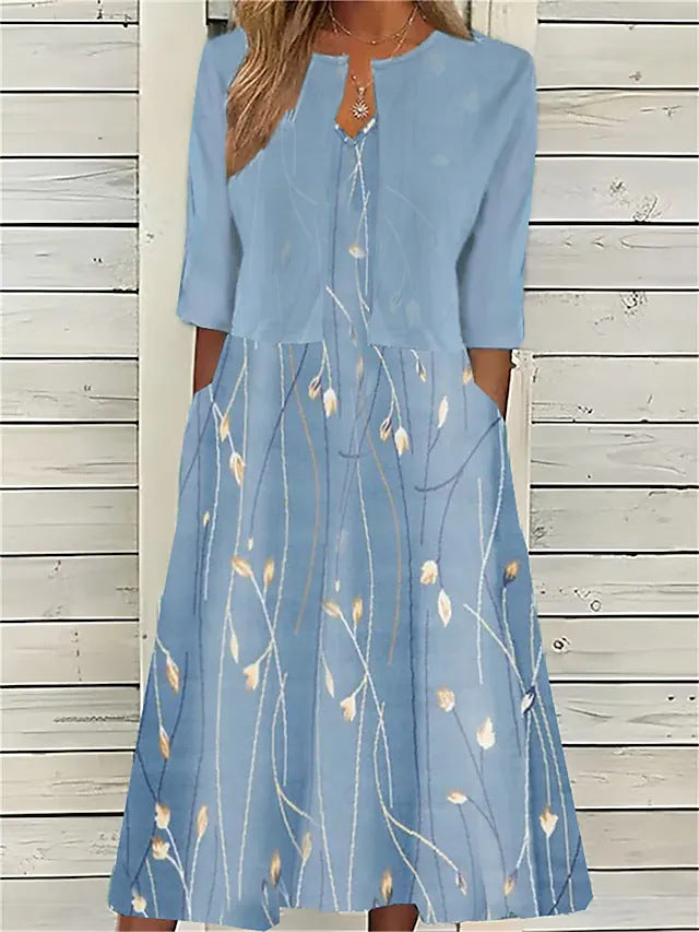 Emilie™ | Zweiteiliges Midi-Blumenkleid