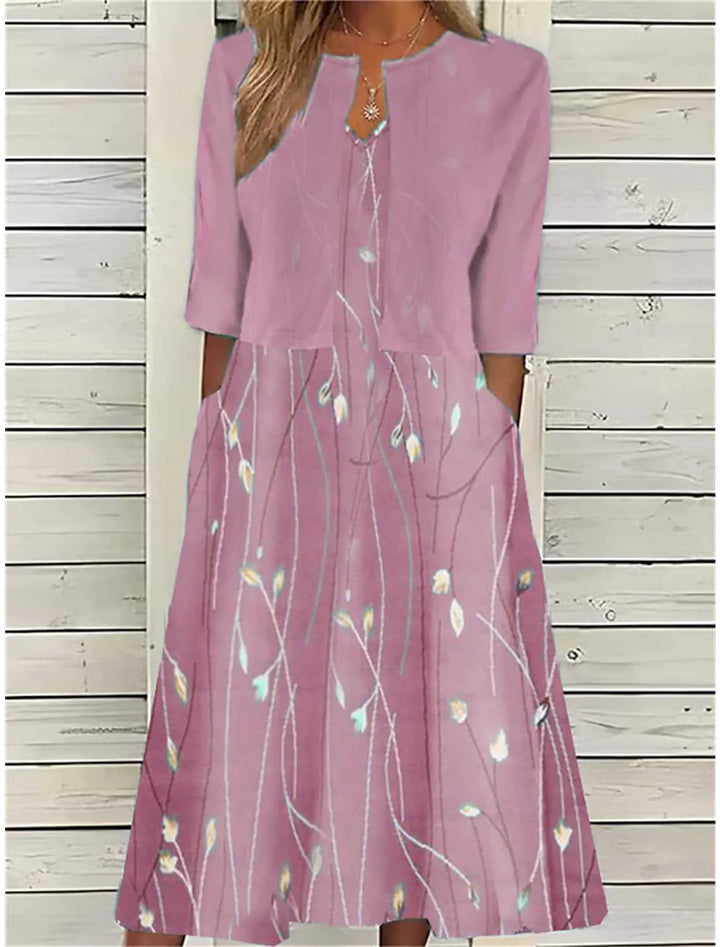Emilie™ | Zweiteiliges Midi-Blumenkleid