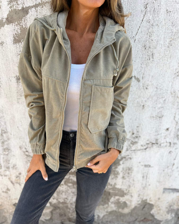 Angelina™ | Kapuzenjacke aus Cord mit Reißverschluss