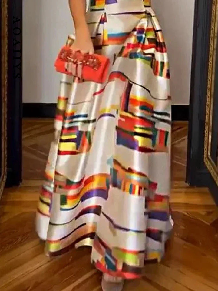 Mara™ | Geometrisches Maxikleid