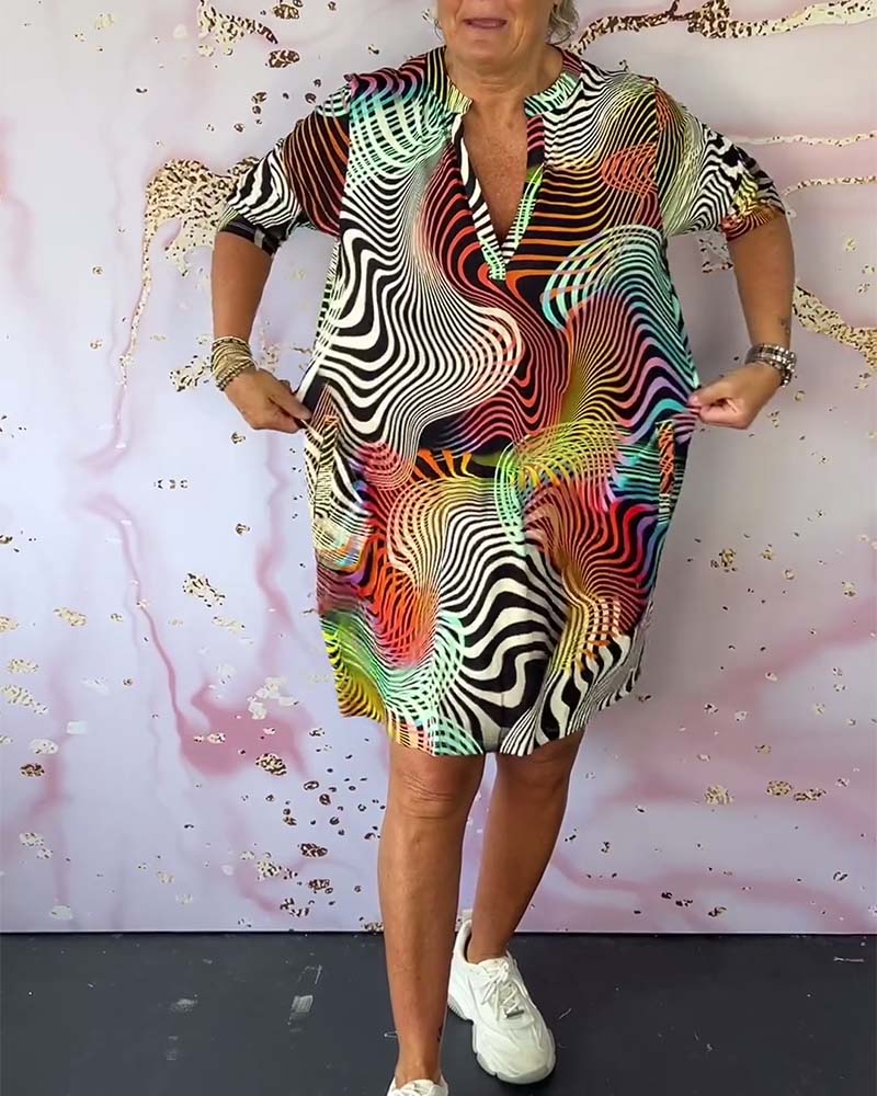 Cecilia™ | Buntes Kleid mit V-Ausschnitt
