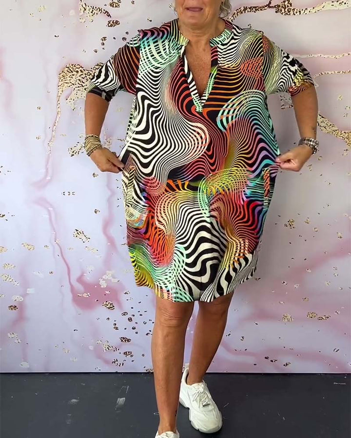 Cecilia™ | Buntes Kleid mit V-Ausschnitt