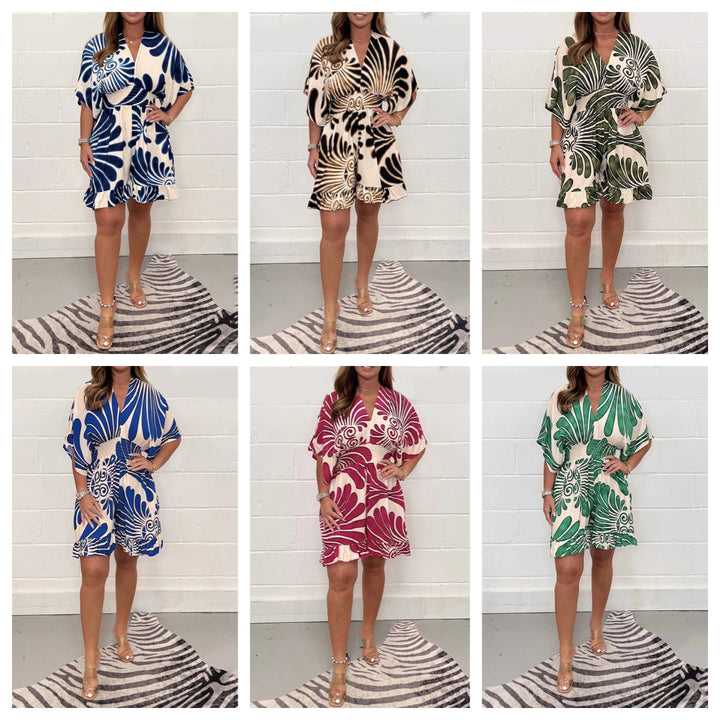 Andrea™ | Elegantes Print Minikleid wit Bauchabdeckung