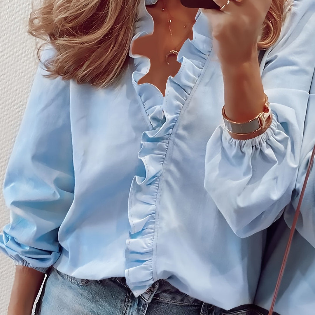 Annelie™ | Rüschenbluse mit V-Ausschnitt