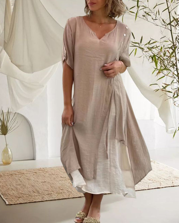 Christel™ | Asymmetrische Kurzarmkleid