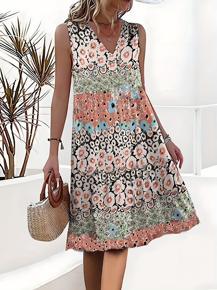Louisa™ | Elegantes Blumen Kleid wit Bauchabdeckung