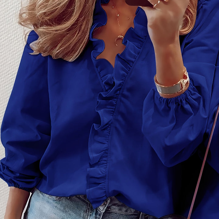 Annelie™ | Rüschenbluse mit V-Ausschnitt