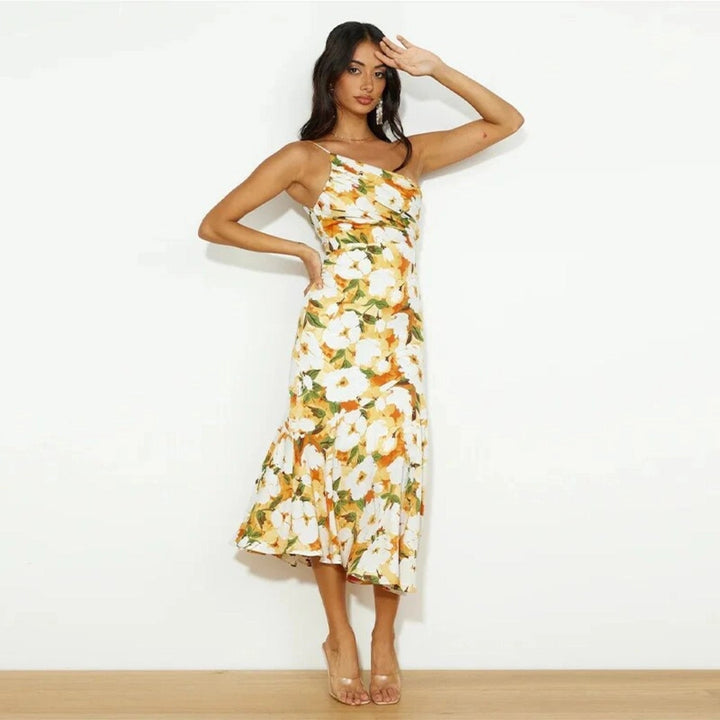 Carina™| Asymmetrisches Maxikleid mit floralem Muster