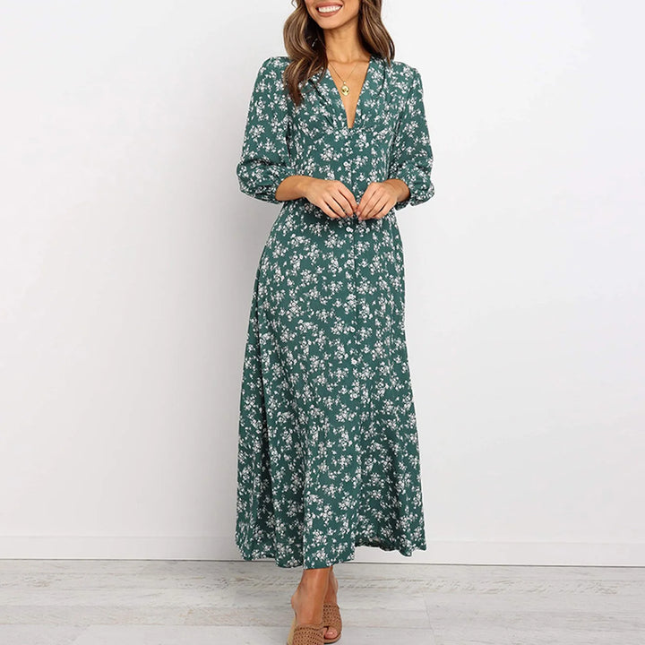 Marie™ | Blumenkleid mit V-Ausschnitt