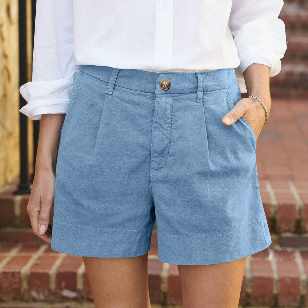 Denise™ | Hoch taillierte Shorts mit Knöpfen