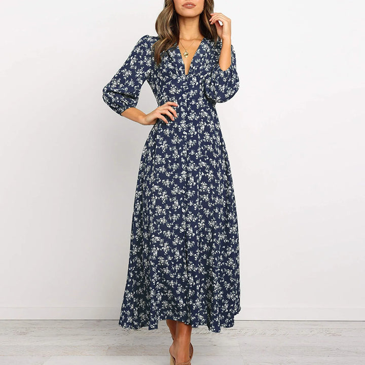 Marie™ | Blumenkleid mit V-Ausschnitt