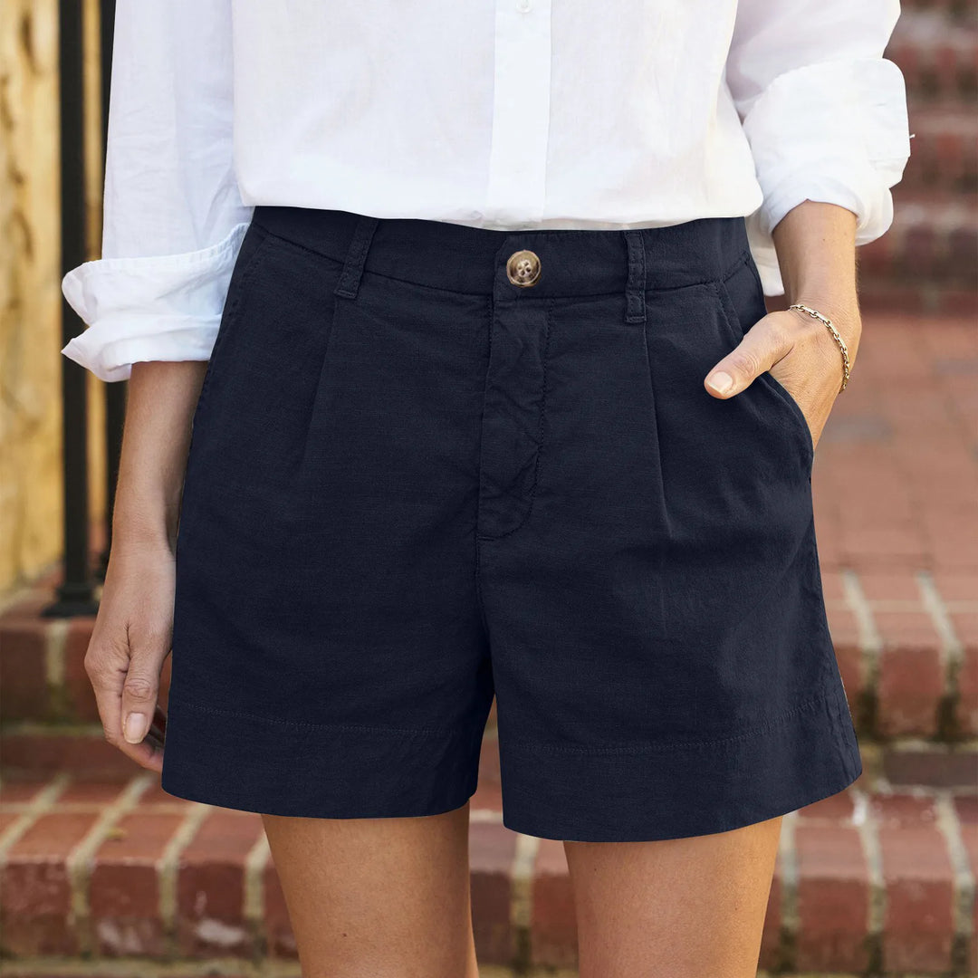 Denise™ | Hoch taillierte Shorts mit Knöpfen