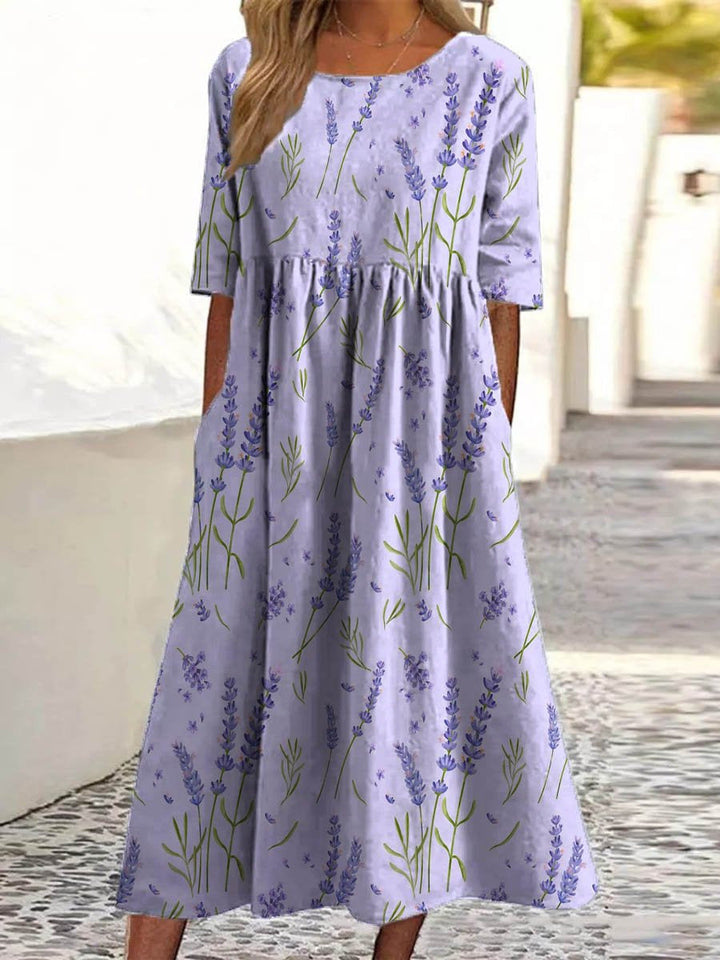 Mathilde™ | Gesticktes Midi-Kleid mit lockerer Passform