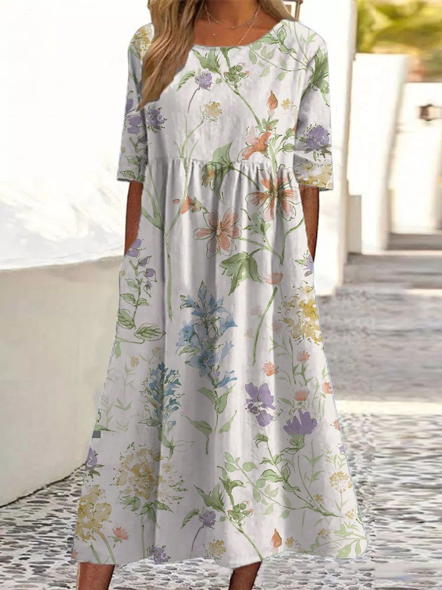 Mathilde™ | Gesticktes Midi-Kleid mit lockerer Passform