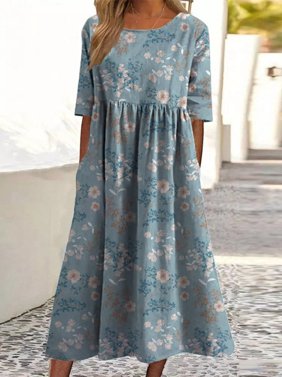 Mathilde™ | Gesticktes Midi-Kleid mit lockerer Passform