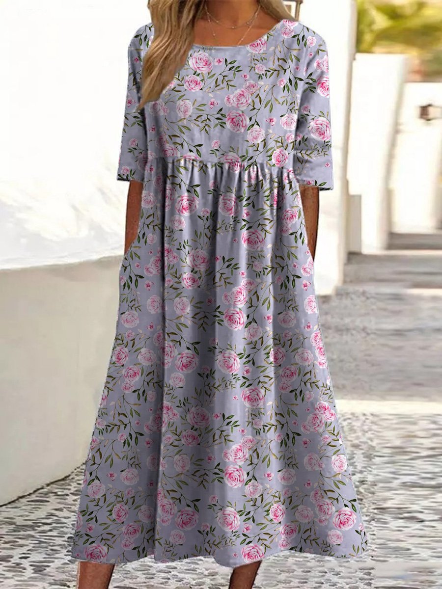 Mathilde™ | Gesticktes Midi-Kleid mit lockerer Passform