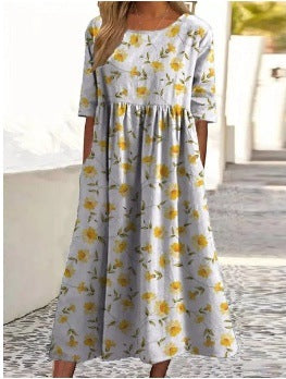 Mathilde™ | Gesticktes Midi-Kleid mit lockerer Passform
