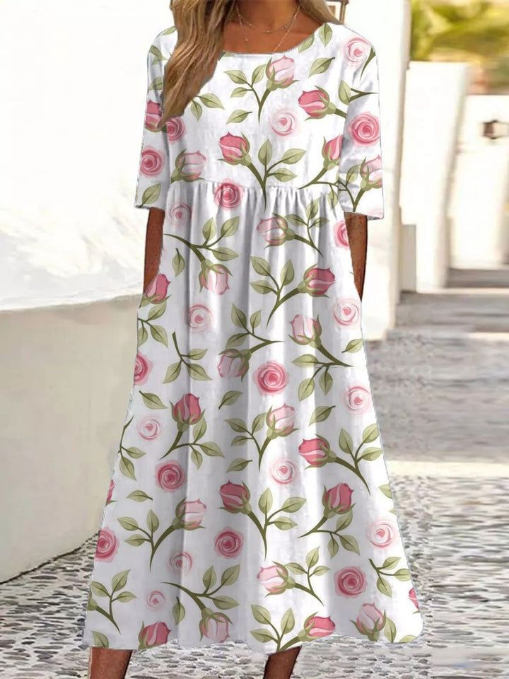 Mathilde™ | Gesticktes Midi-Kleid mit lockerer Passform