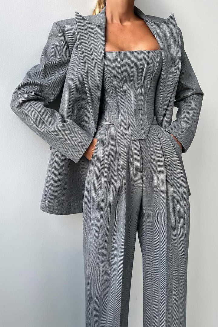 Cathleen™ | Dreiteiliges Set mit doppelreihigem Blazer