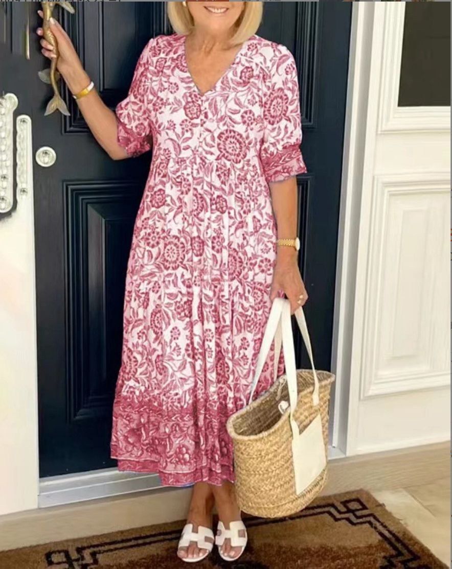 Stella™ | Elegantes Blumenkleid mit V-Ausschnitt
