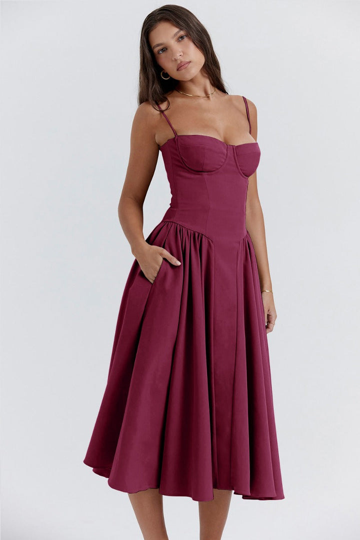 Helena™ | Ärmelloses Korsett-Midikleid