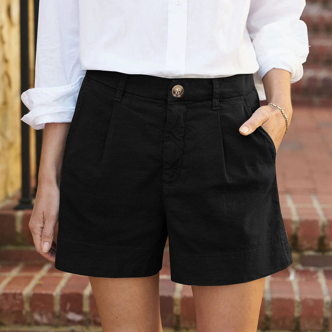 Denise™ | Hoch taillierte Shorts mit Knöpfen