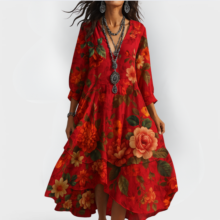 Luella™ | Vintage-Boho-Kleid mit V-Ausschnitt