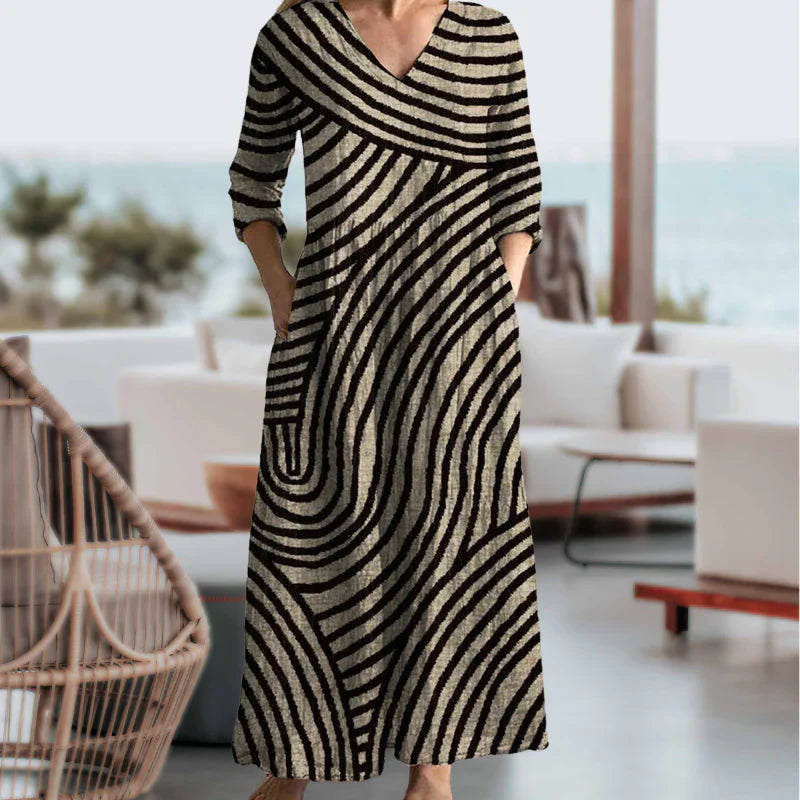 Bella™ | Vintage-Maxikleid mit Streifen