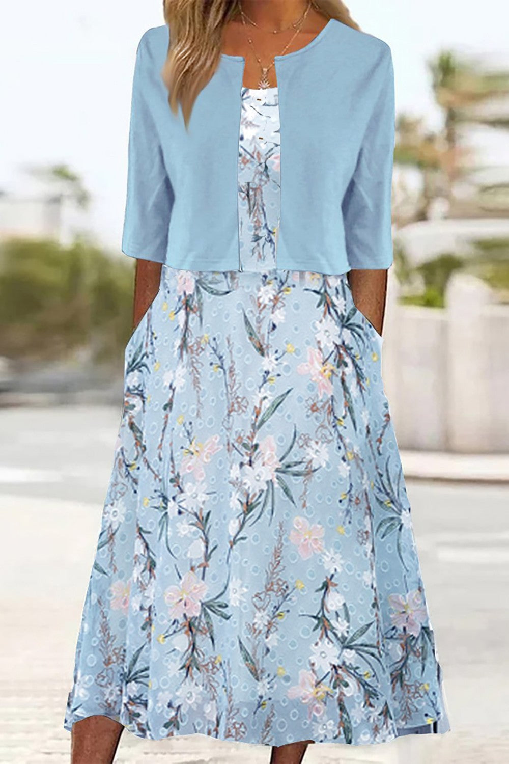 Emilie™ | Zweiteiliges Midi-Blumenkleid