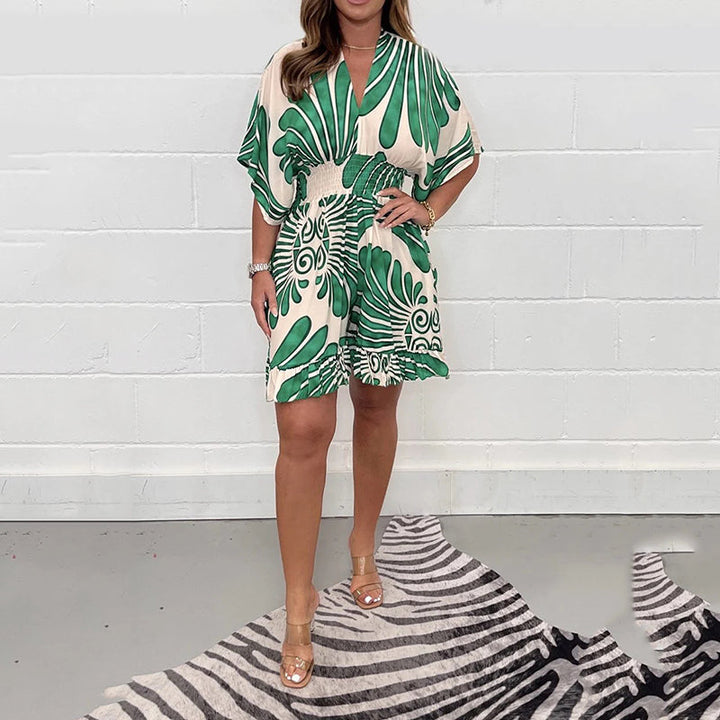Andrea™ | Elegantes Print Minikleid wit Bauchabdeckung