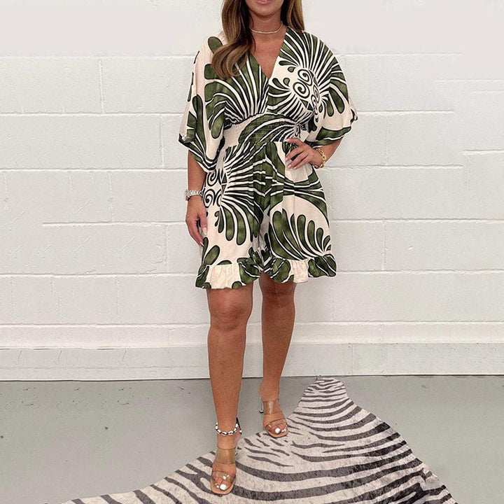 Andrea™ | Elegantes Print Minikleid wit Bauchabdeckung