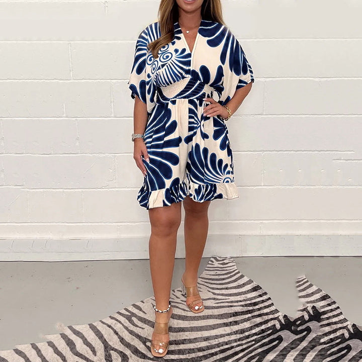 Andrea™ | Elegantes Print Minikleid wit Bauchabdeckung