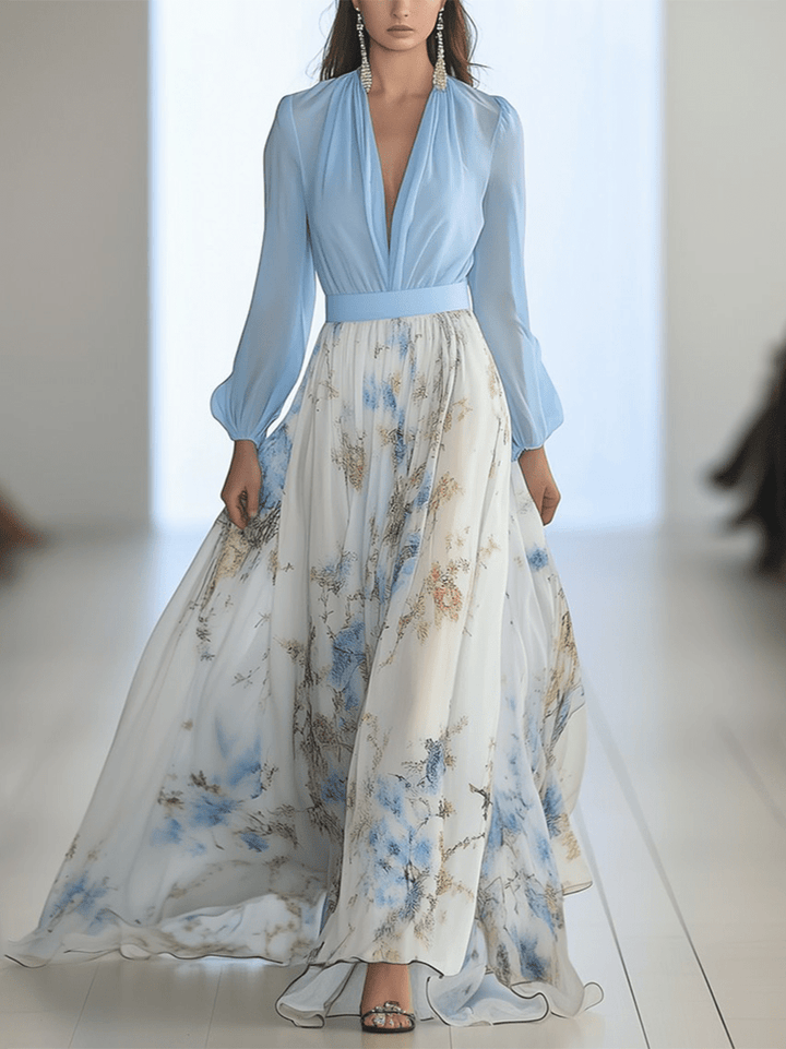 Almira™ | Langes Kleid mit Blumenmuster