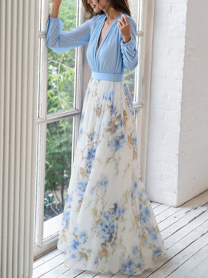 Almira™ | Langes Kleid mit Blumenmuster