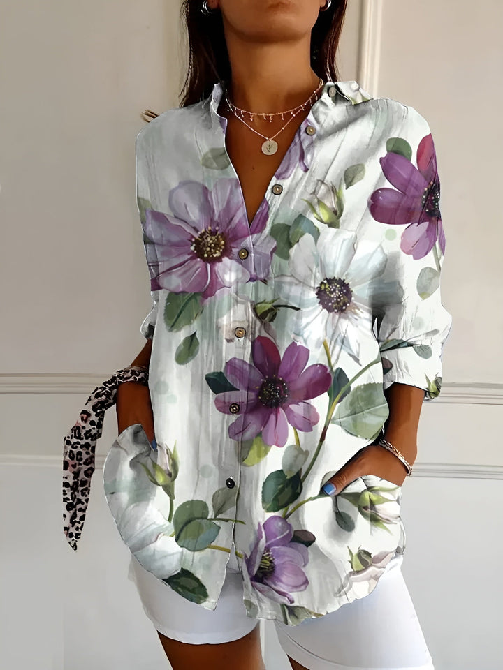 Malou™ | Bluse mit Blumenmuster und Knöpfen