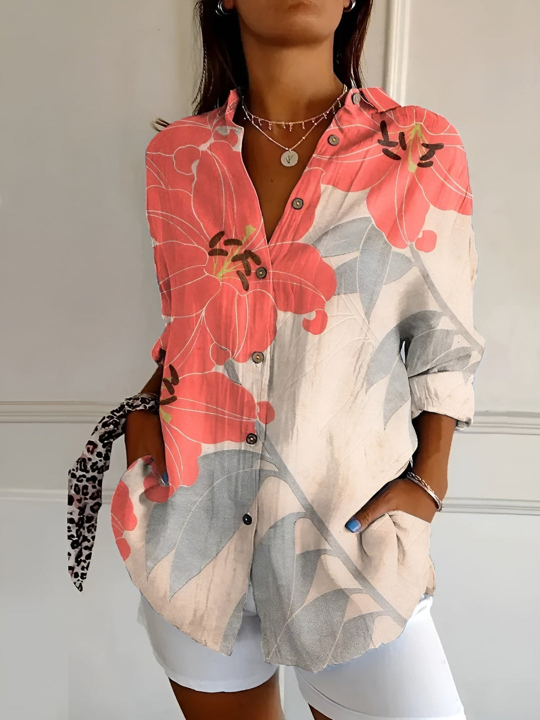 Malou™ | Bluse mit Blumenmuster und Knöpfen