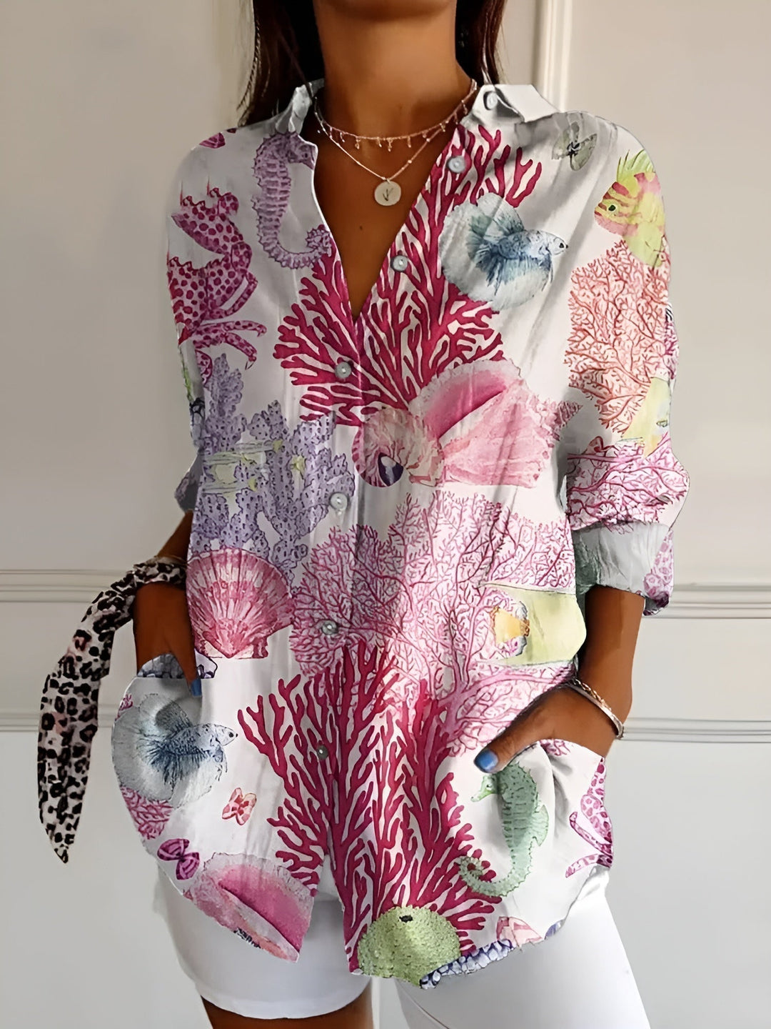 Malou™ | Bluse mit Blumenmuster und Knöpfen
