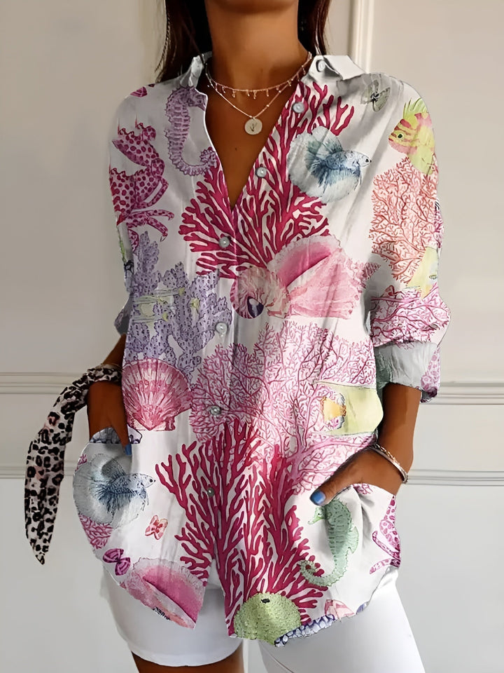 Malou™ | Bluse mit Blumenmuster und Knöpfen